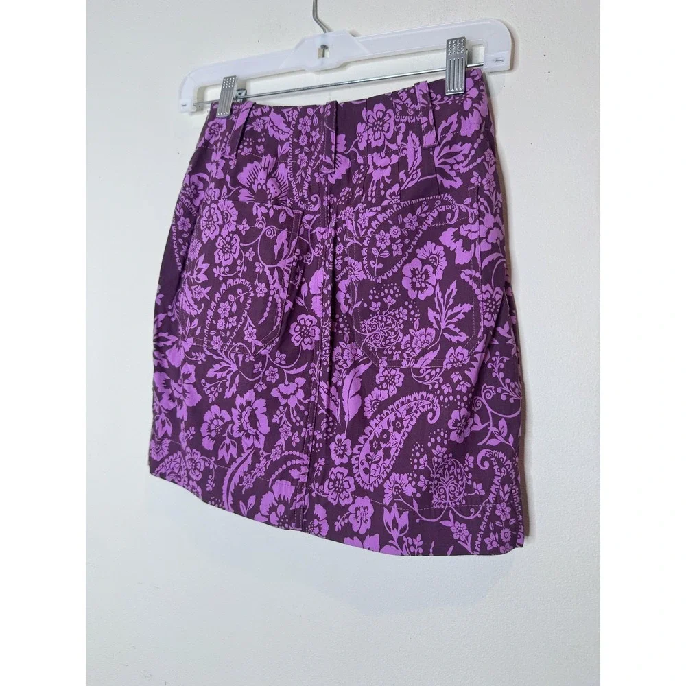 Maeve Anthropologie Skirt‎ Womens XXS Purple Floral Paisley A Line Mini Stretch